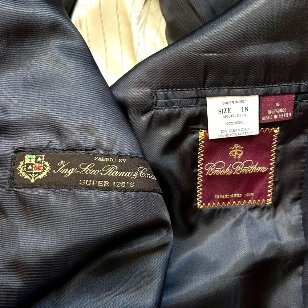 Loro Piana Brooks Brothers Blazer Boys 18 Black Super 120s Wool Gold Buttons